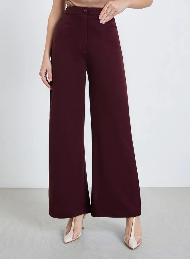 Styli Women Purple Wide Leg Trousers